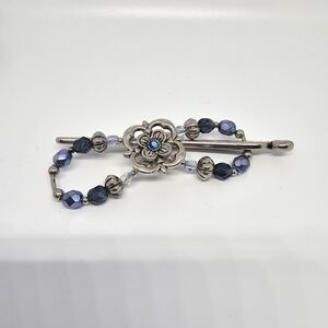 Lila Rose Small Flexi Silver and Blue Floral